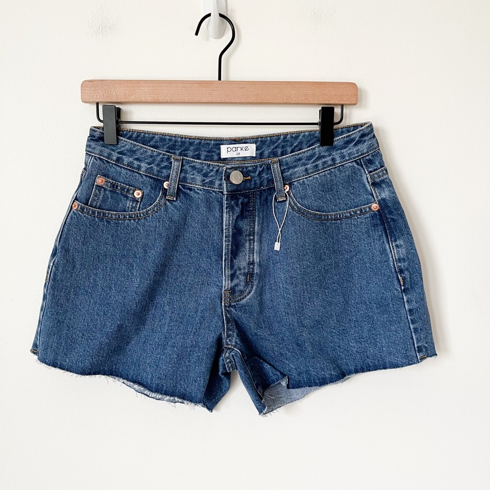 NEW Parke Cut Off Denim Shorts Womens 28 Medium Wash